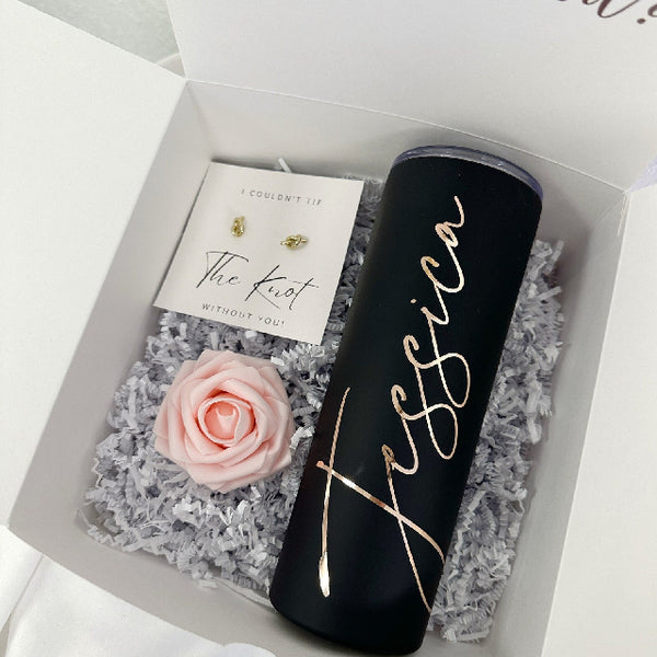 Bridesmaid Gift bridal party gift box proposal idea with tumbler and earrings