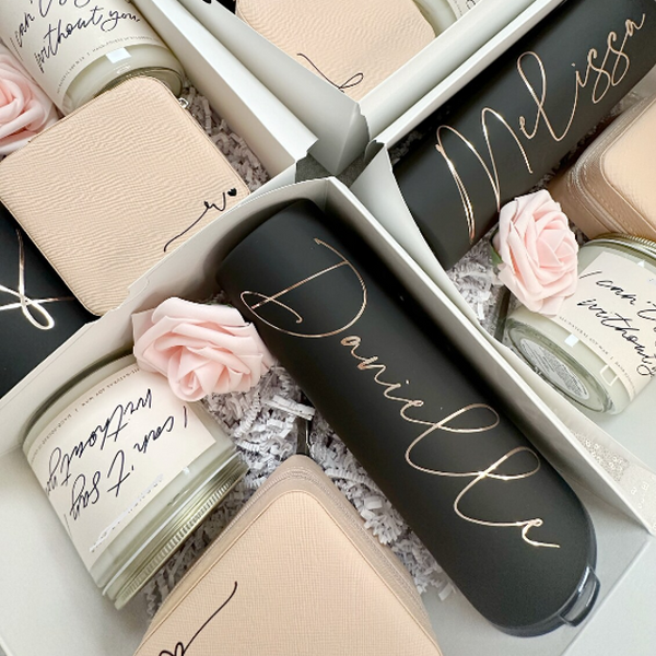 Bridesmaid proposal gift box set idea bridesmaid tumbler cant say i do without you candle personalized travel jewelry box with initial