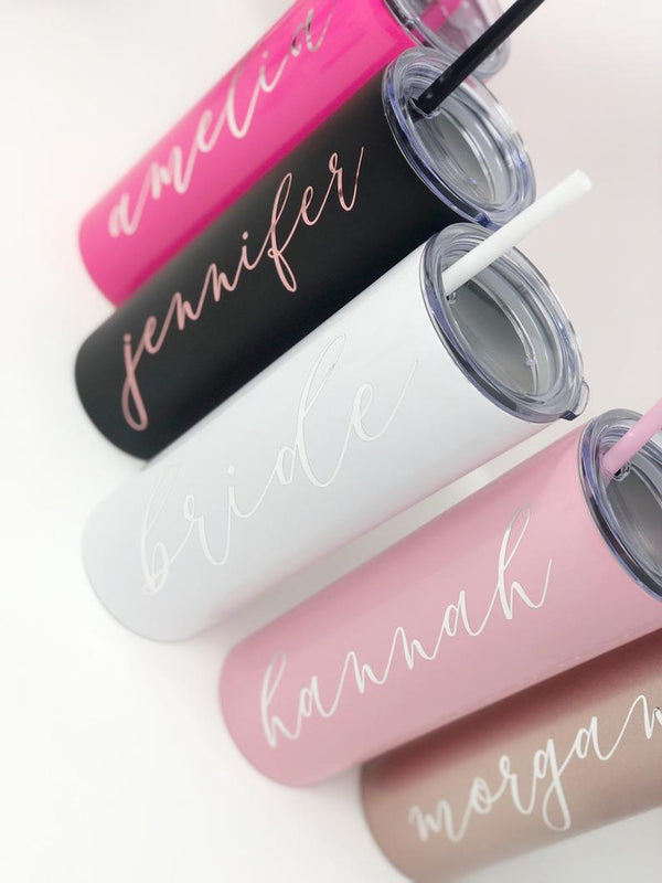 Personalized water bottle tumbler with straws- tumbler with name- custom water bottle tumbler- bachelorette tumblers for bridesmaids proposa