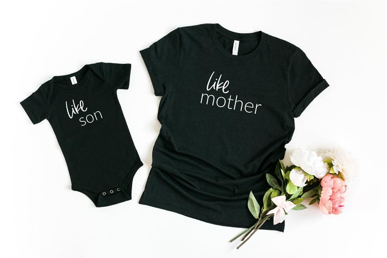 Like mother like son matching mommy and me shirts- family shirt idea for mothers day baby bodysuit - gift for new mom- mama to be boy mom