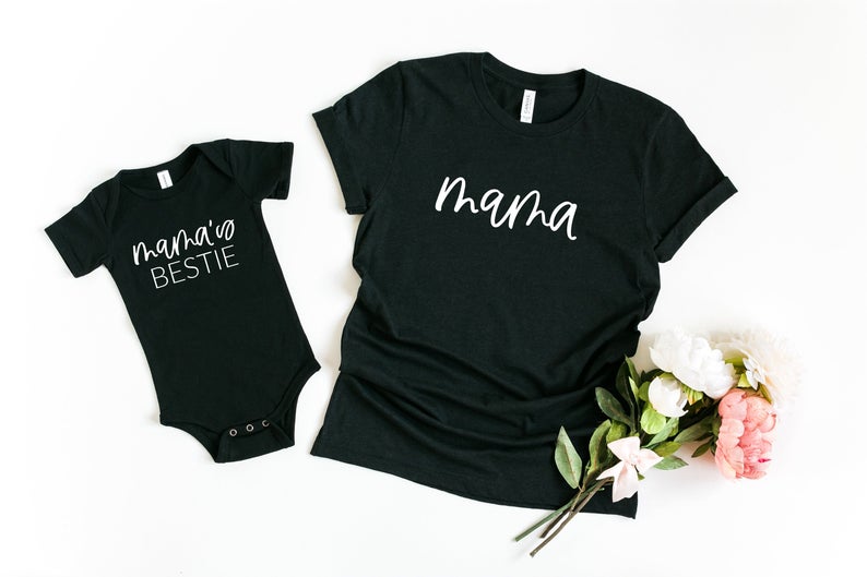 Mama mama's bestie shirt- mommy and me shirt for boy or girl- mothers day matching family shirts- baby body suit- gift for new mom first day