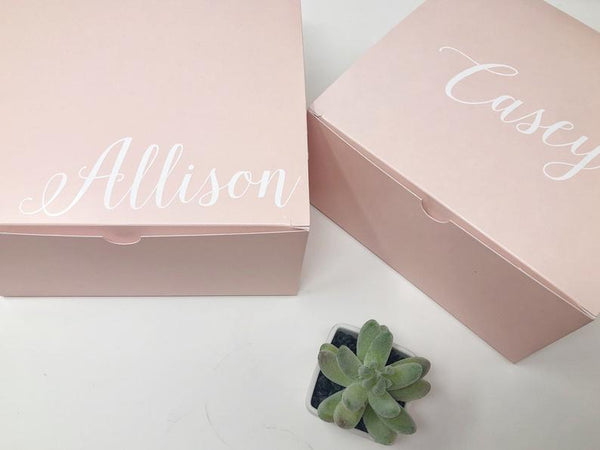 Large pink gift box- bridesmaid proposal boxes- personalized box with name- blush pink wedding party favor boxes- bridal party box