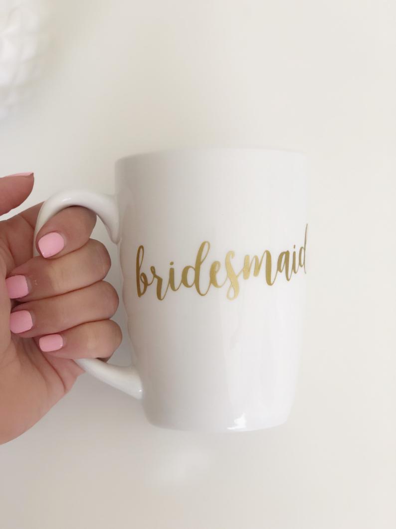 Bridal party mugs- bridesmaid proposal gift idea- personalized coffee mug- personalized bridesmaid gifts- maid of honor coffee mug-
