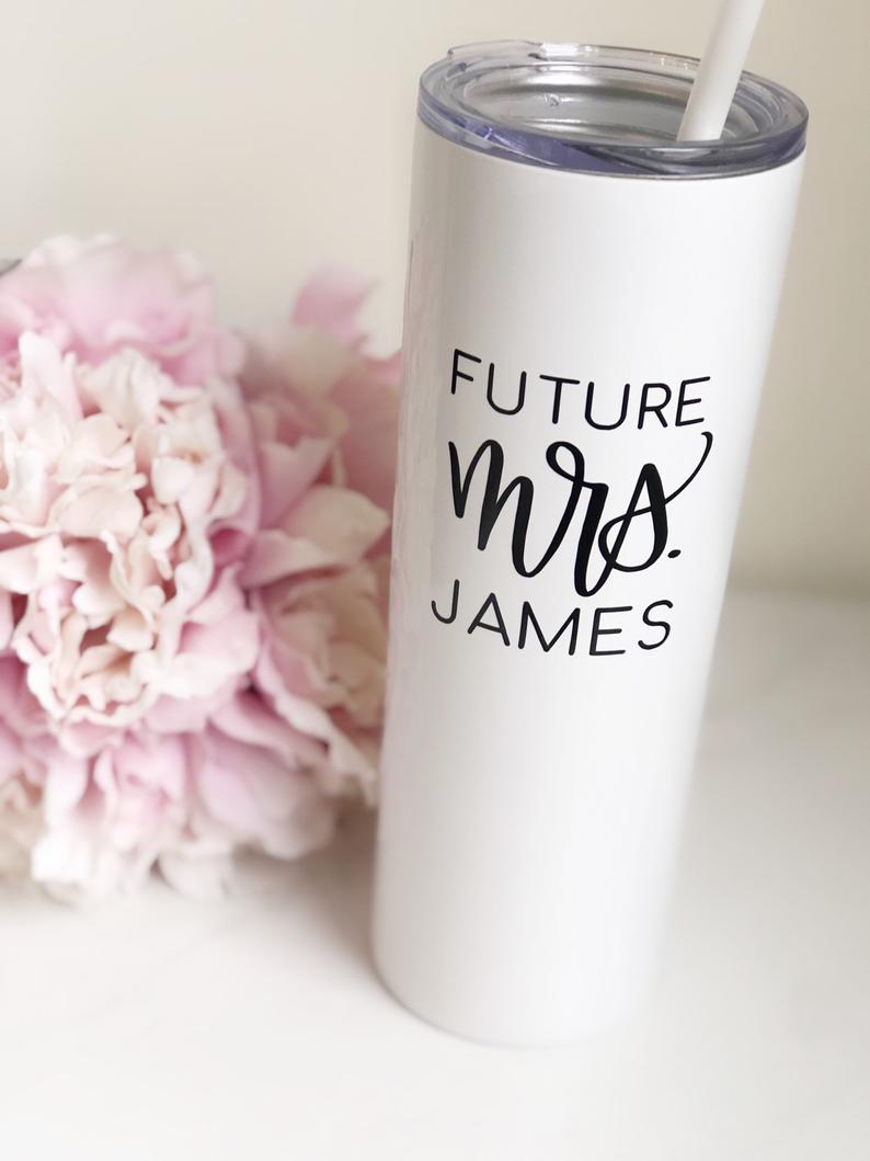 Future mrs personalized stainless steel tumbler- engagement gift for bride- bride to be tumbler future mrs gift- gift for bride- bachelorett