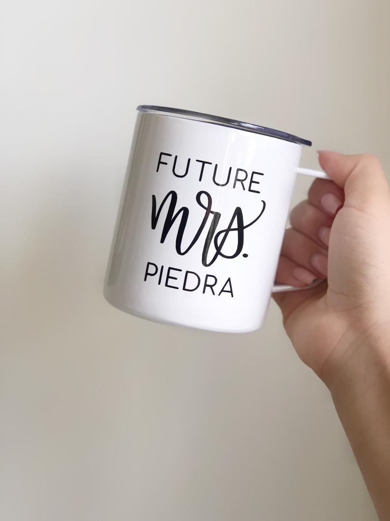 Personalized future mrs mug tumbler- engagement gift- bride travel mug- wifey mugs- future mrs gift- bride to be gift mug- stainless steel