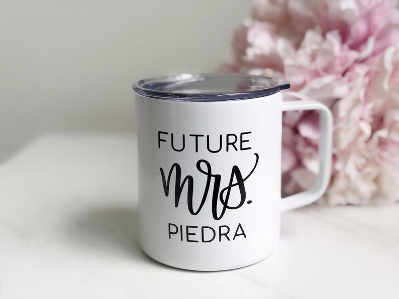 Personalized future mrs mug tumbler- engagement gift- bride travel mug- wifey mugs- future mrs gift- bride to be gift mug- stainless steel