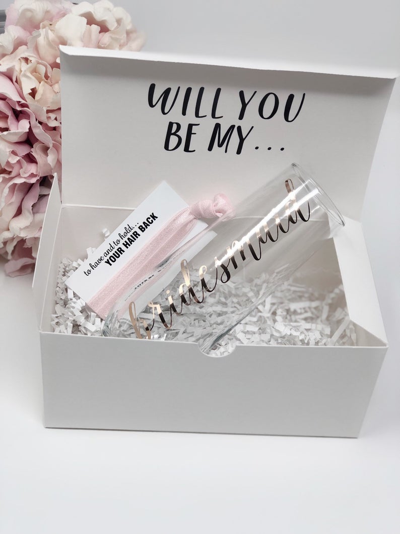 Will you be my maid of honor bridesmaid proposal gift box set - bridesmaid champagne flutes proposal- cant say i do gift for matron of honor