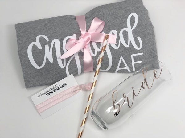 Engaged af gift box set- engagement gift box for bride to be - future mrs gift set- bride to be gifts- bride shirt- wifey i said yes gift bo