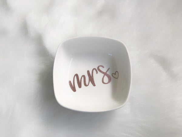 Mrs ring dish- rose gold mrs ring dish- bride ring holder gift - jewelry holder dish- mrs gifts- future mrs gift ring dish - bride to be