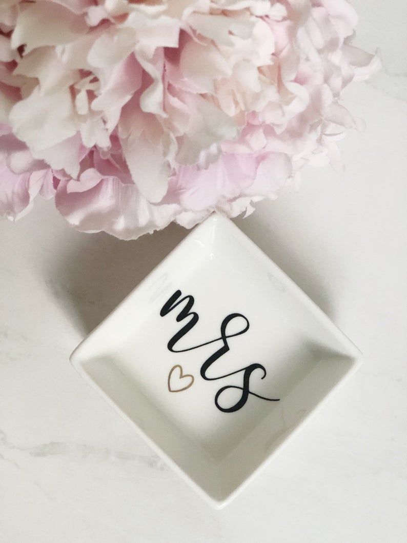 Mrs ring dish- future mrs ring dish- bride ring holder - bride gift idea- engagement ring dish- jewelry holder - personalized ring dish-