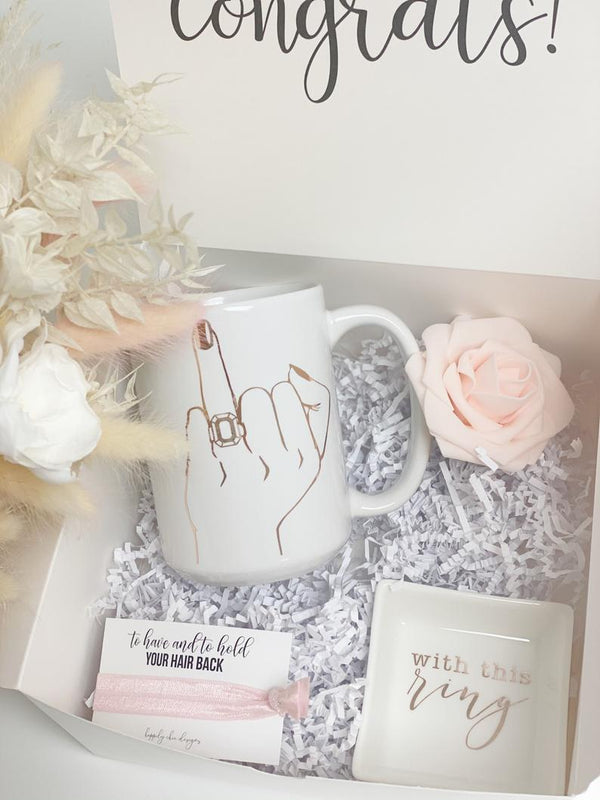 Bride ring finger gift set- future mrs engagement gift idea for bride to be- bridal gift box set- with this ring dish engaged af fiancee