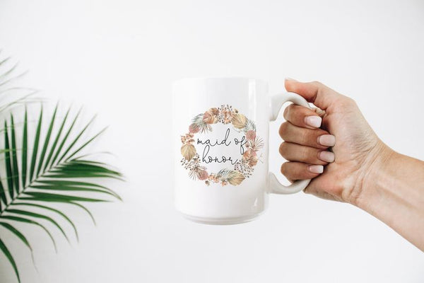 Boho wreath bride mug- personalized mrs mug - future mrs mug - gift for bride to be- engagement gift idea- wifey wedding day gift mug