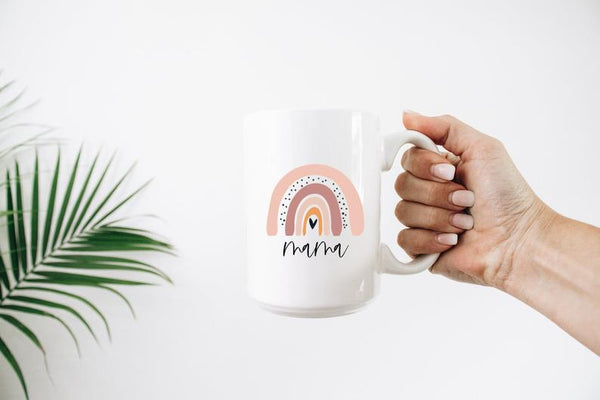 Rainbow mama mug - mama gifts- gift for new mom- mommy mugs- girl boy mom- baby shower gift- mamacita mug- rainbow heart design mug