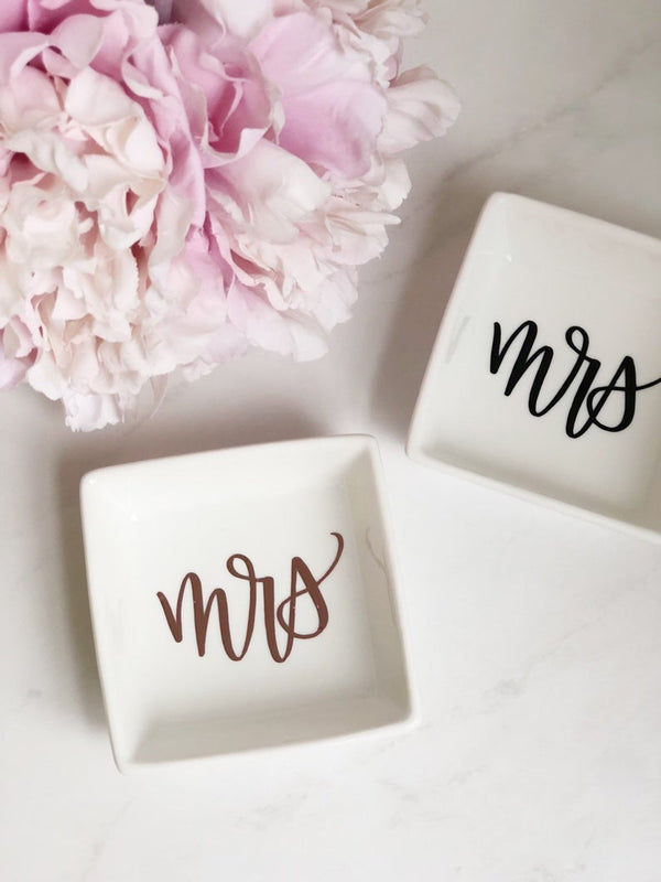 Mrs ring dish- trinket jewelry holder dish- engagement gift - bride to be ring dish holder gift- future mrs gifts- gift for bride to be-