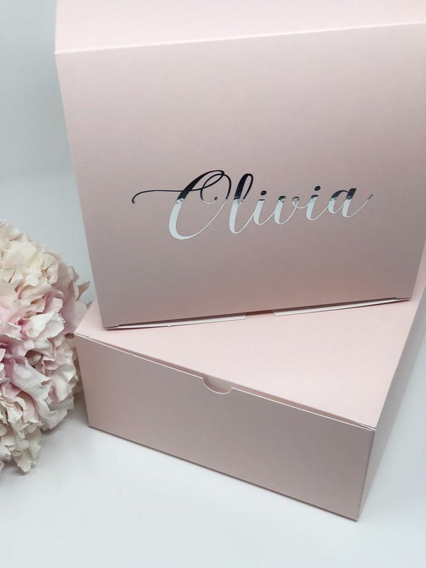 Pink bridesmaid proposal boxes- large gift boxes- maid of honor proposal- will you be my bridesmaid custom personalized gift boxes- name box