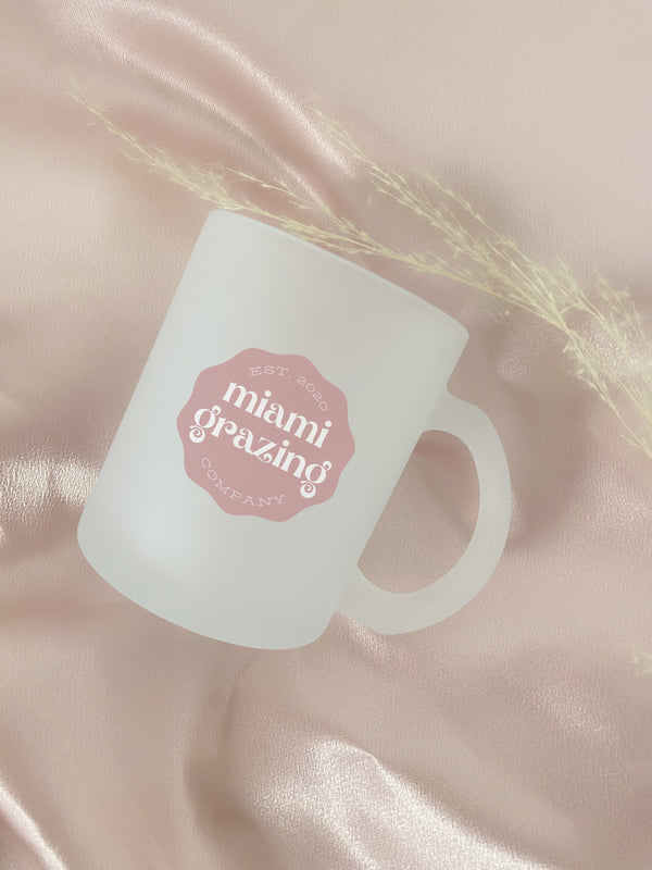 Custom company logo promotional mug- frosted glass clear mug with logo create your own mug- logo mugs- custom bridesmaid bridal party mug