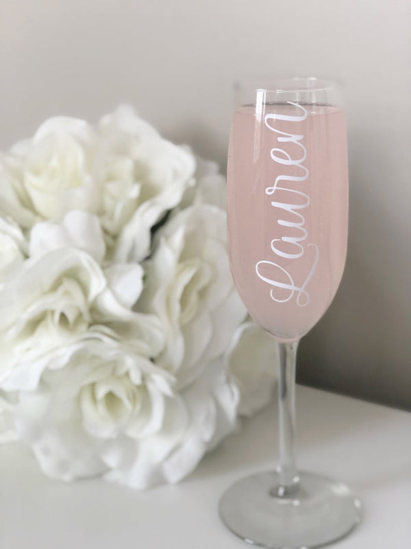 Personalized champagne flutes - stemmed champagne flutes- wedding champagne glasses - bridesmaid proposal box champagne flutes with stem
