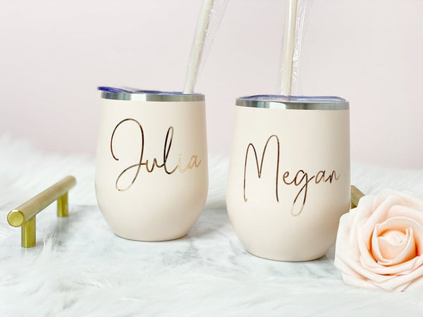 Bridesmaid wine tumblers- blush pink cups- bridesmaid proposal- personalized tumbler for bridal party gifts- bachelorette party cups- maars