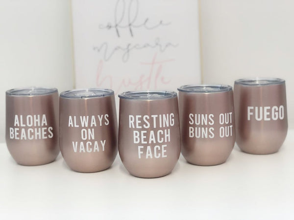 Personalized name wine tumblers- vacation tumblers- bridesmaid bachelorette cups- bridal party tumblers- rose gold swig wine tumblers- custo