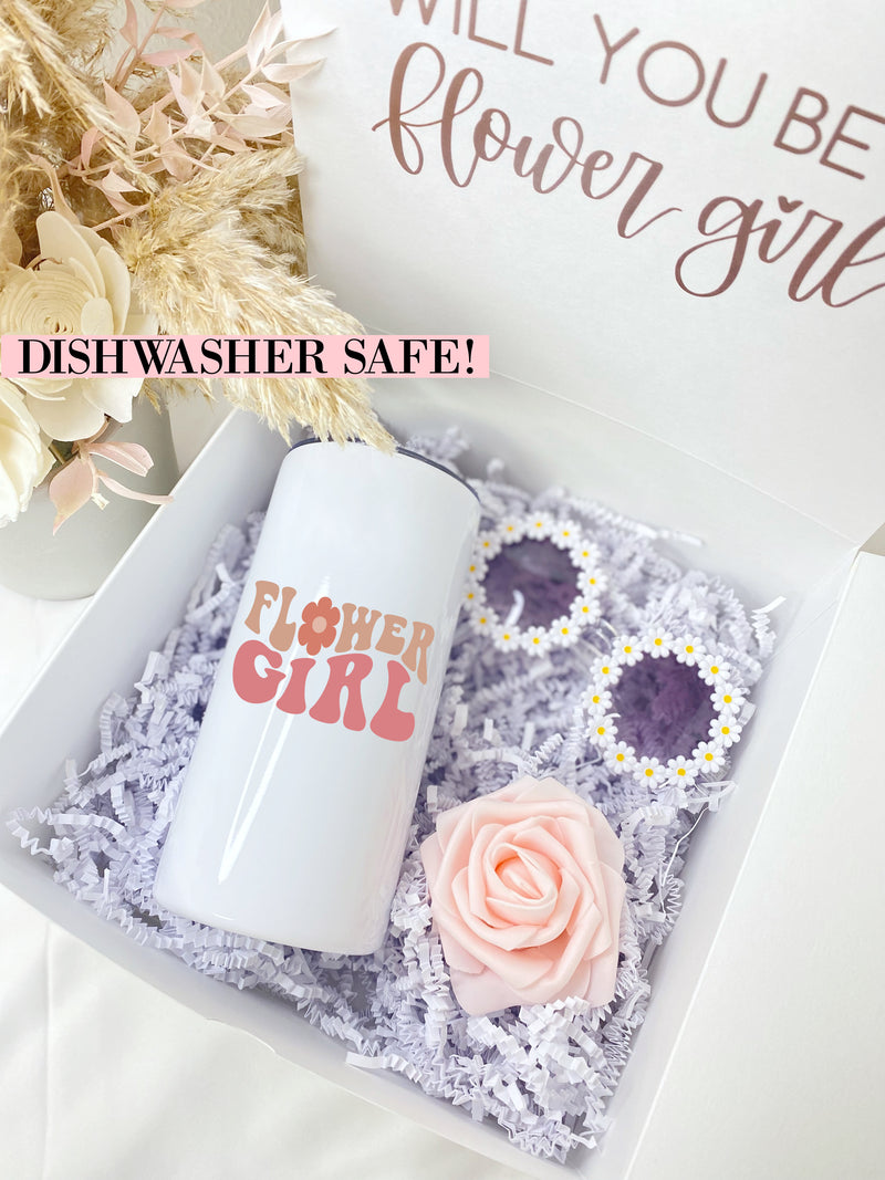 Flower girl proposal gift box- will you be my flower girl- petal patrol- gift flower girl tumbler cup water bottle- flower girl sunglasses