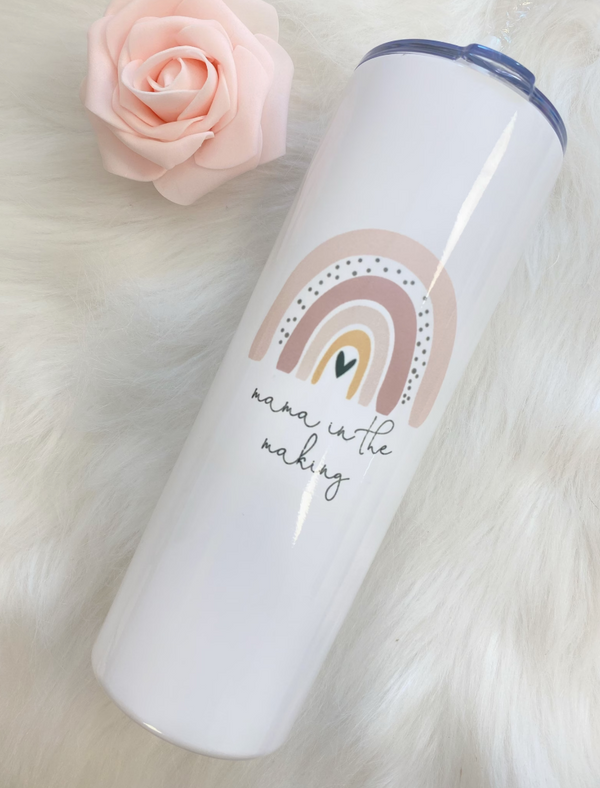 Mama in the making tumbler- rainbow baby mama gift- pregnancy mug- infertility IVF pregnancy reveal gender reveal mommy to be gift for baby