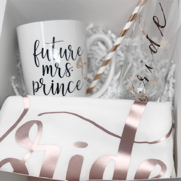 Future mrs engagement gift box set- bride gift box- future mrs bride shirt in gift box set- gift for bride to be- personalized bride mug gif