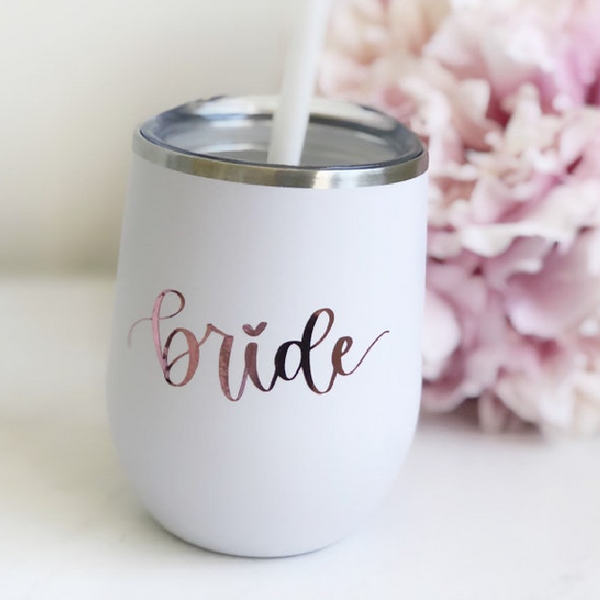 Bride stainless steel tumbler- bride gifts- bride mug- future mrs bachelorette weekend wine tumbler - engagement gift for bride - nash bash