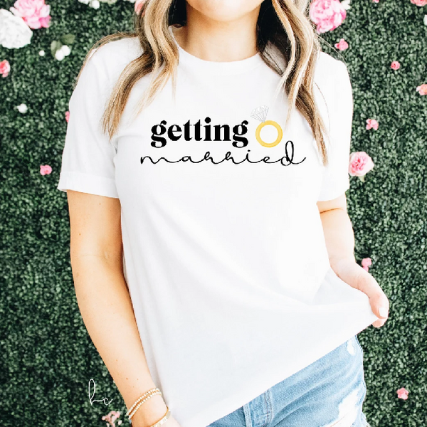 Getting married getting drunk bridesmaid shirts- bachelorette party shirts- brides babes bride tribe squad- bridal party shirts- custom tees