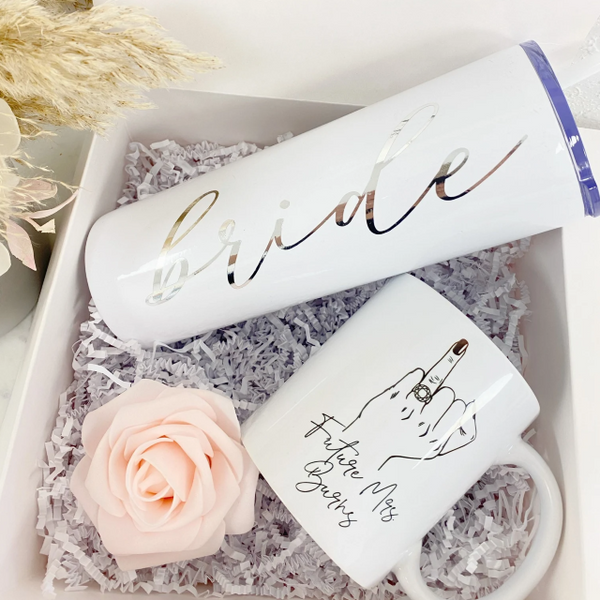 Future mrs mug- personalized bride gift box set - bride engagement gift box- bride to be tumbler future mrs wifey engaged idea personalized