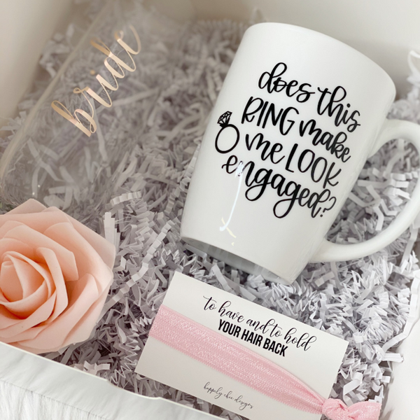 Does this ring make me look engaged engagement mug- engagement gift box idea- gift for bride to be- personalized future Mrs bridal shower