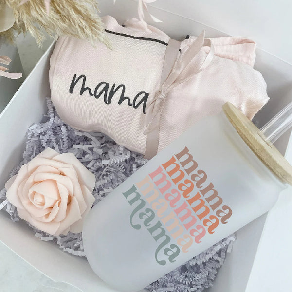 Rainbow mama cup Mommy pajama gift box set- new mom mothers day gift idea- baby shower gift idea- baby announcement pregnancy idea for mom