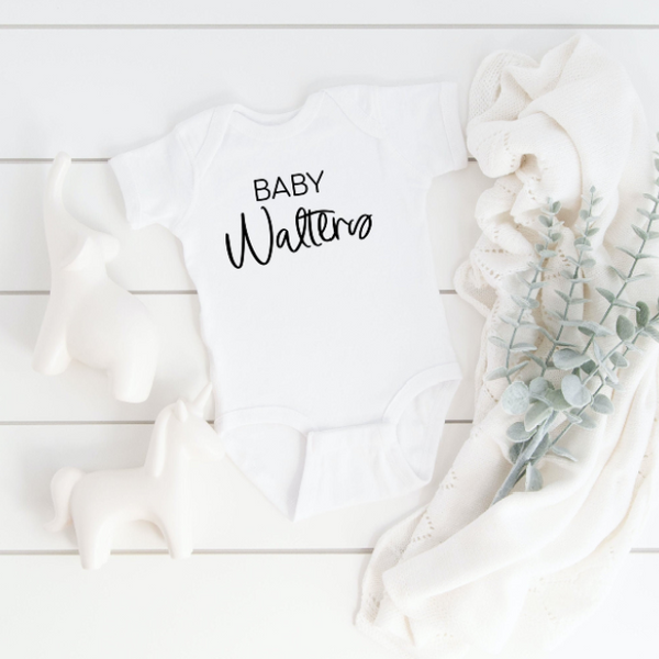 Personalized last name baby body suit- Gender Neutral baby gift- pregnancy reveal ideas- baby name bodysuit - Custom baby clothing