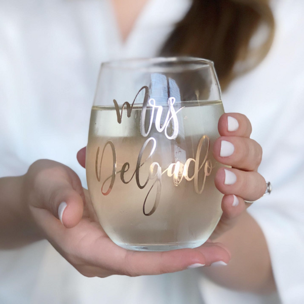 Personalized mrs wine glass- wifey wine glass- bride wine glass- mrs wine glass- future mrs wine glass- future mrs gift- bridal shower gift-