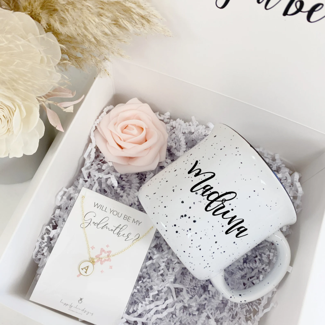 Madrina godmother mug proposal box- baptism gift idea- godparents gift- godmother gift - baby reveal pregnancy announcement gifts tumbler