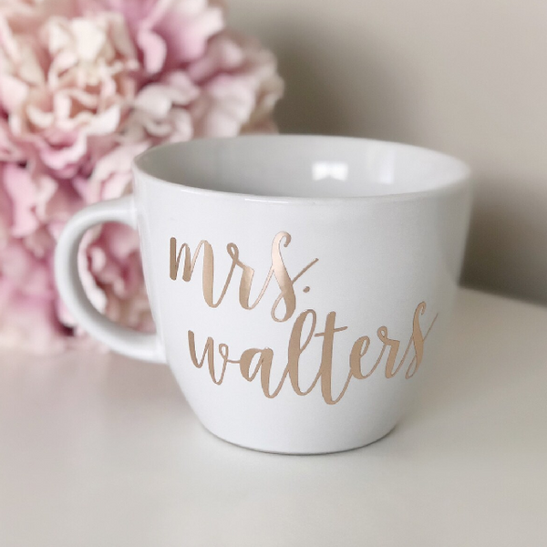 Rose gold mrs mug- personalized mrs mug- mrs mug- bride to be mug- bride gift- bridal shower gift- personalized coffee mug- custom bride mug