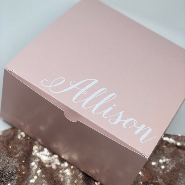 Large pink gift box- bridesmaid proposal boxes- personalized box with name- blush pink wedding party favor boxes- bridal party box