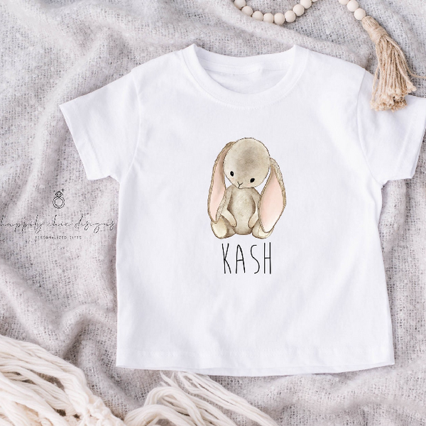 Personalized name Easter bunny T-shirt- hoppy first Easter baby boy first easter shirt- children easter tee- matching family easter shirts