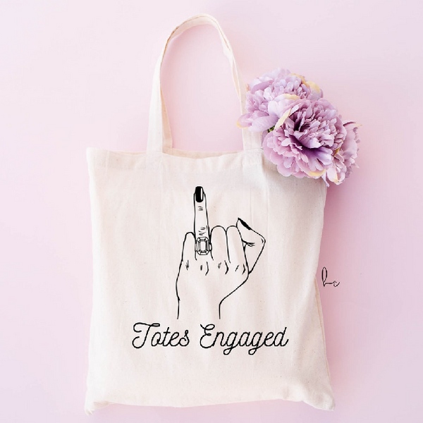 Wedding ring finger totes engaged tote bag- bride bag gift for bride to be- future mrs engagement gift idea- bachelorette party bride gift