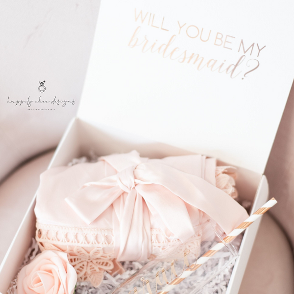 Bridesmaid proposal gift box- personalized bridesmaid champagne flutes- bridesmaid silk robe - bridal party robes - will you be my box