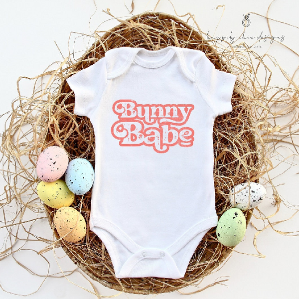 Bunny babe retro kid Easter T-shirt- hoppy first Easter bunny shirt- children easter shirt- matching family easter shirts for child bunny