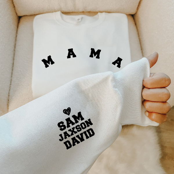 Mama sweater, kids name sweater, Mother's Day sweater, custom personalized mom sweater, child name, first Mother's Day outfit mama pullover