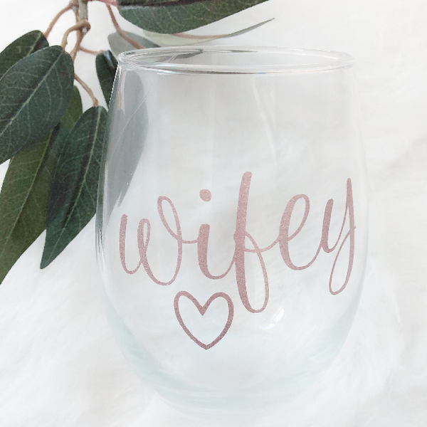 Wifey wine glass- rose gold bride wifey wine glass- bride wine tumbler - mrs wine glass- personalized bride wine glass- wifey for lifey wine