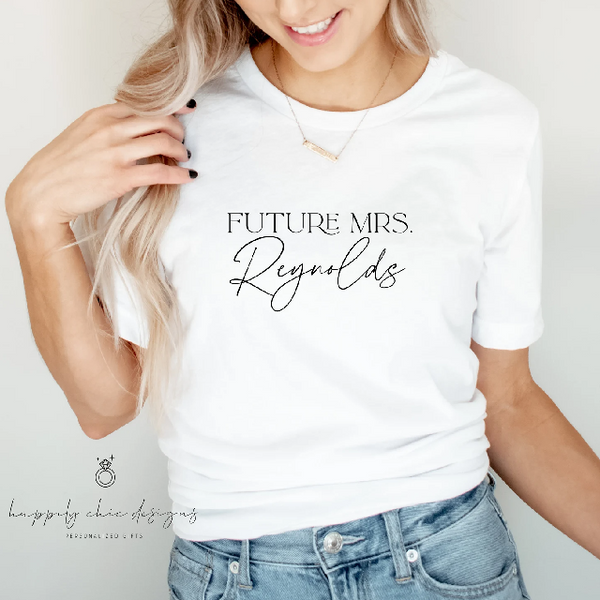 Personalized mrs tank top- bride fiancee engagement shirt personalized future mrs wifey tee- engaged gift for bride to be bachelorette