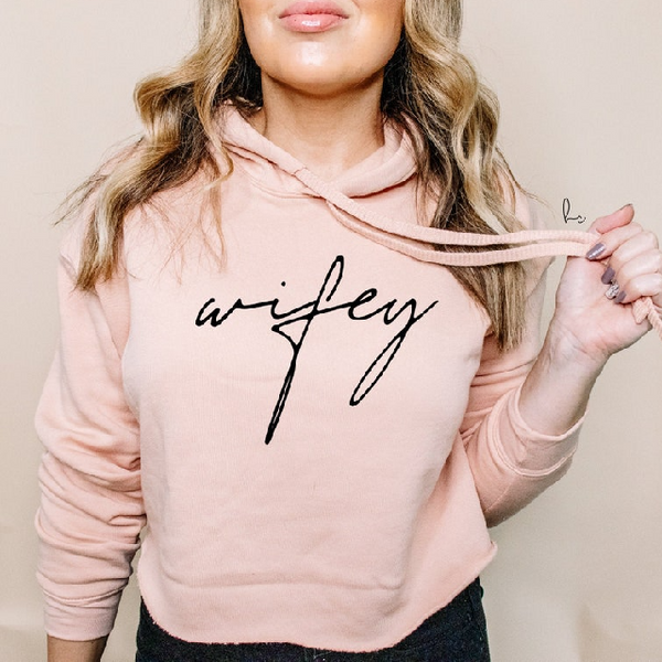 Wifey cropped hoodie sweater- bride sweaters- personalized future mrs wifey sweaters- engagement gift for bride to be bachelorette