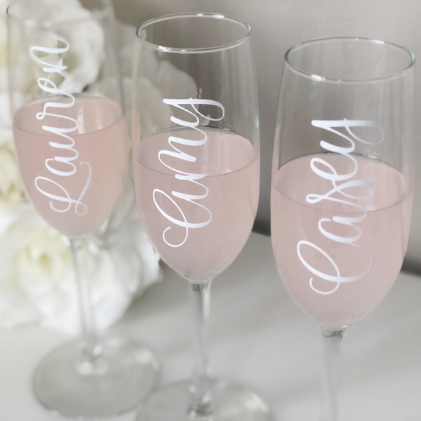Personalized champagne flutes - stemmed champagne flutes- wedding champagne glasses - bridesmaid proposal box champagne flutes with stem