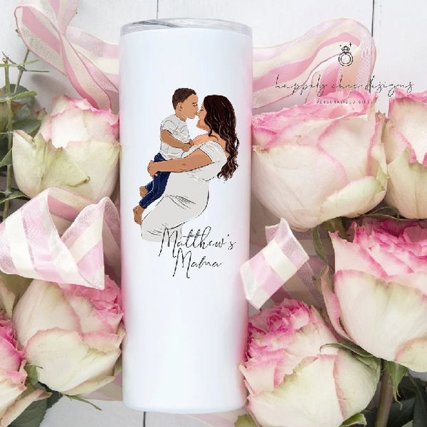 Mother’s Day custom drawn family tumbler- family illustration drawing personalized mama mug unique gift for mom grandma mother in law idea