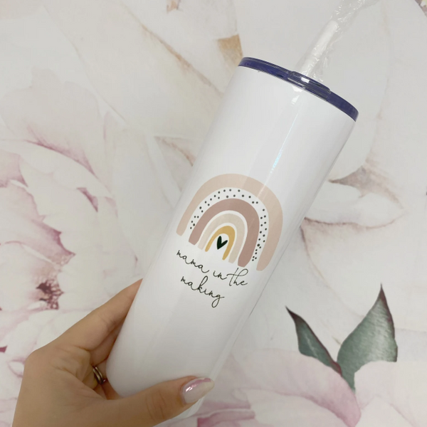 Mama in the making tumbler- rainbow baby mama gift- pregnancy mug- infertility IVF pregnancy reveal gender reveal mommy to be gift for baby