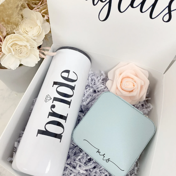 Future mrs engagement box- personalized bride tumbler - wifey engaged gift box- gift box for bride to be- mrs travel jewelry box bridal