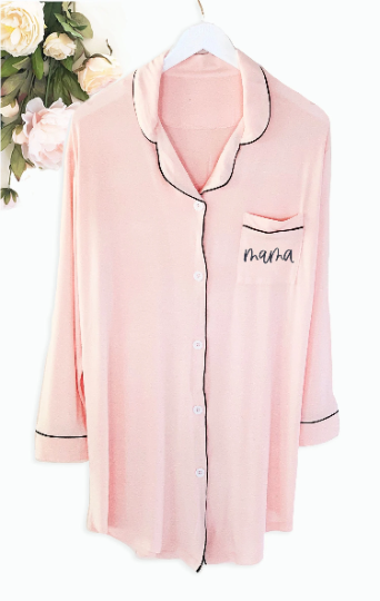Mama sleep shirt- maternity pajamas- mama gifts- Mother’s Day gift idea- gift for mom- sleep dress- baby shower push present gift- new mommy
