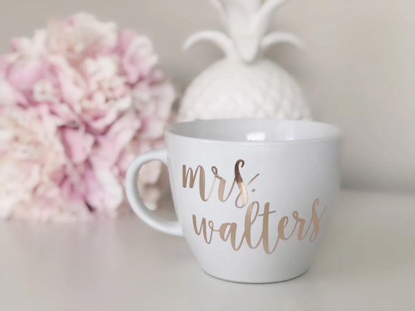 Rose gold mrs mug- personalized mrs mug- mrs mug- bride to be mug- bride gift- bridal shower gift- personalized coffee mug- custom bride mug